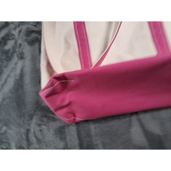 LL Bean Boat & Tote Pink Accents Canvas Tote Bag Monogram Carley - Picture 6 of 10